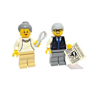 LEGO Grandma & Grandpa Minifigure Pair Elderly Couple Family City Town MOC Gift